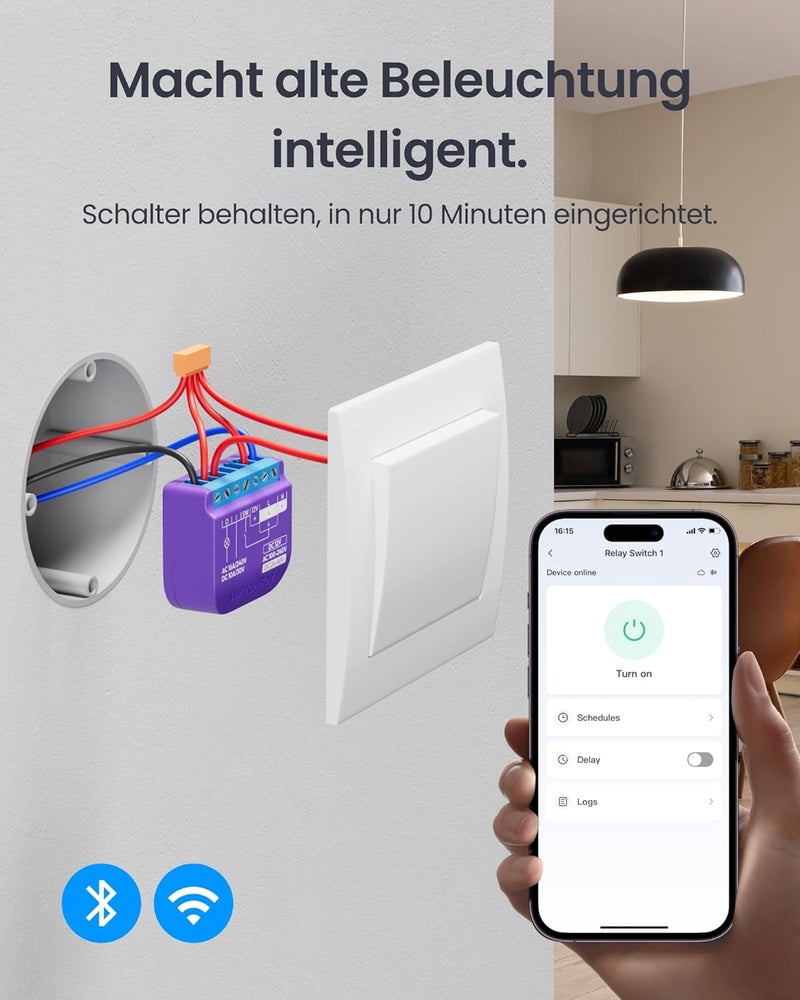 SwitchBot مفتاح واي فاي 1 (عبوة من 2) متوافق مع أليكسا/أبل هوم/جوجل هوم، وحدة مفتاح قياس الطاقة مع مكرر بلوتوث مدمج وموصل جاف، واي فاي 2.4 جيجاهرتز، 16 أمبير - Image 5